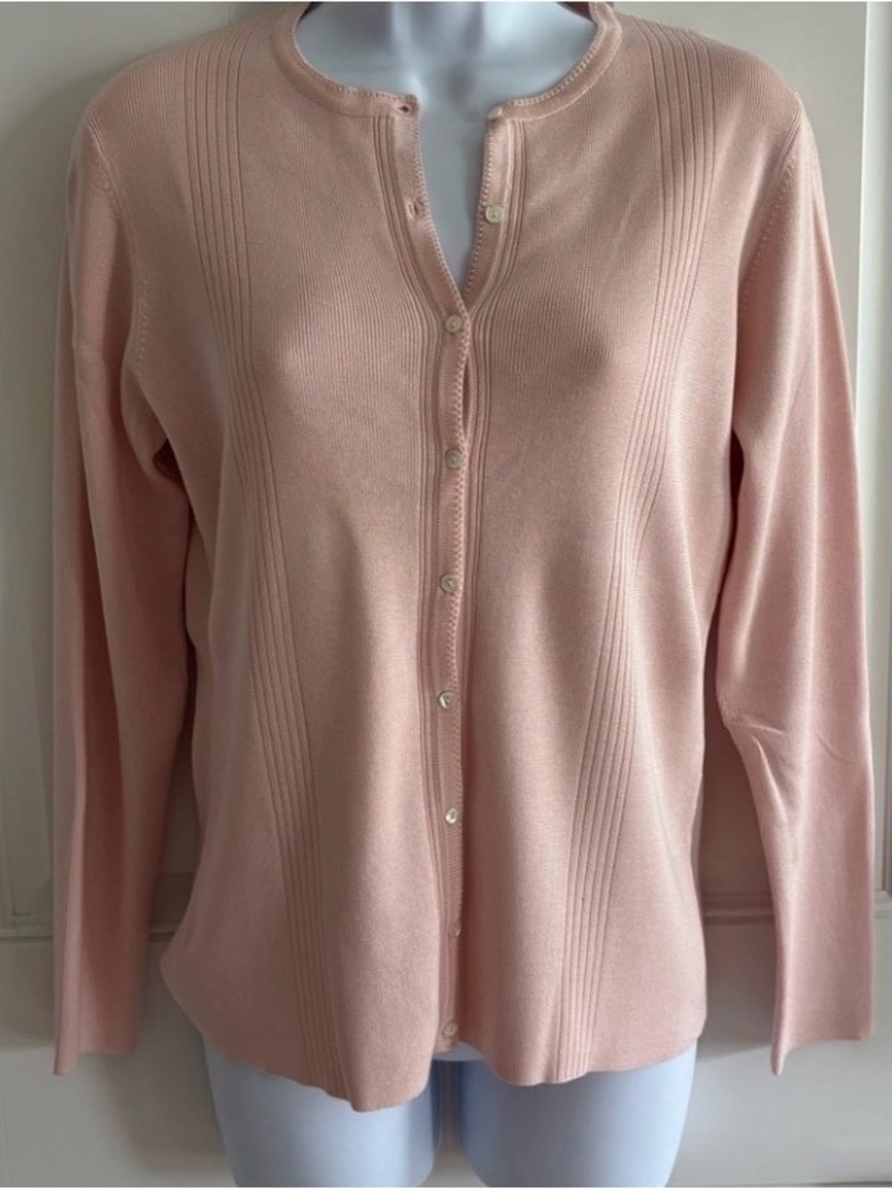 Ann Taylor Pale Pink 100% Silk Button-Front Cardigan